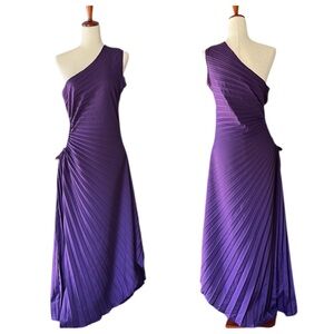 Tretra Long Dress, Sleeveless One-shoulder Pleated Cutout Dress